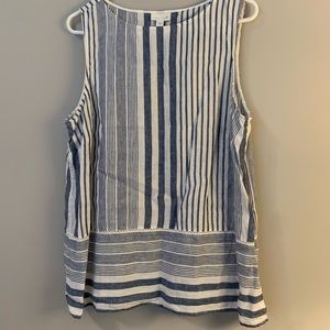 Navy and white sleeveless tunic
